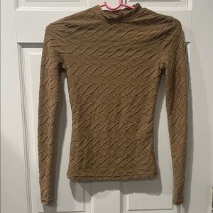 Textured Tan Long Sleeve Top